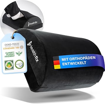 Healthfix Ergonomic Footrest for Desk etc. Improved sitting posture thanks to height-adjustable footrest with integrated fluffy foot pocket ideal for office and home office