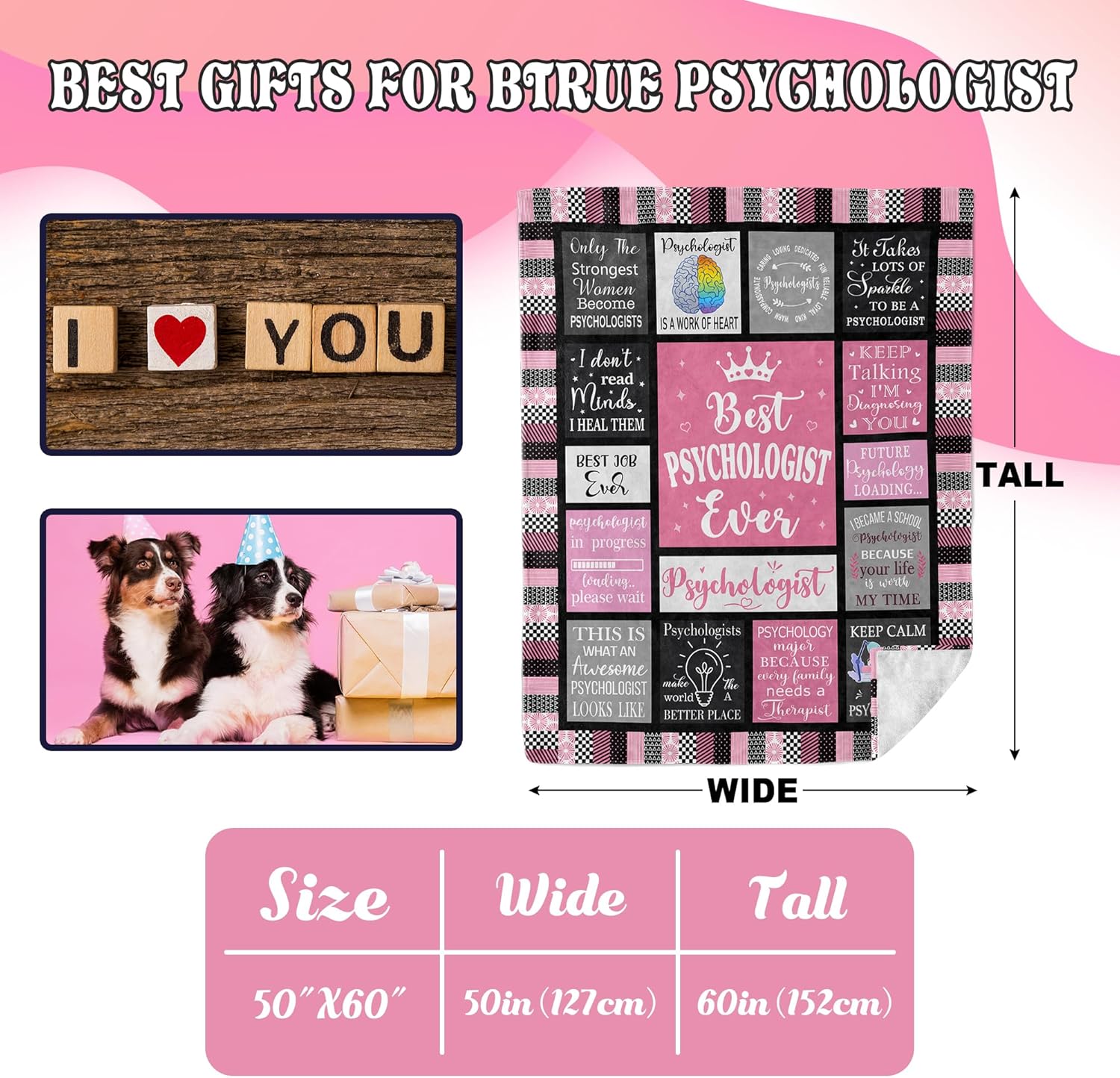 Psychologist Gifts, Therapist Gifts, Psychologist Gifts for Women, Mental Health Gifts, Psychology Graduation Gifts Throw Blanket 60"*50"
