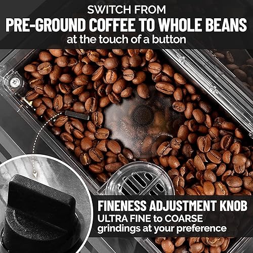 Vista 6 de BRAMOV Máquina de café espresso súper automática, duradera y automática con molinillo, cafetera espresso con pantalla táctil de 7 pulgadas fácil