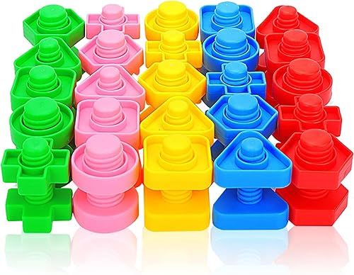 Miniatura 8 de Jumbo juego de tornillos y tuercas con bolsa, 40 piezas, terapia ocupacional, incluida tarjeta de patrones, juguete de motor fino que empareja, para