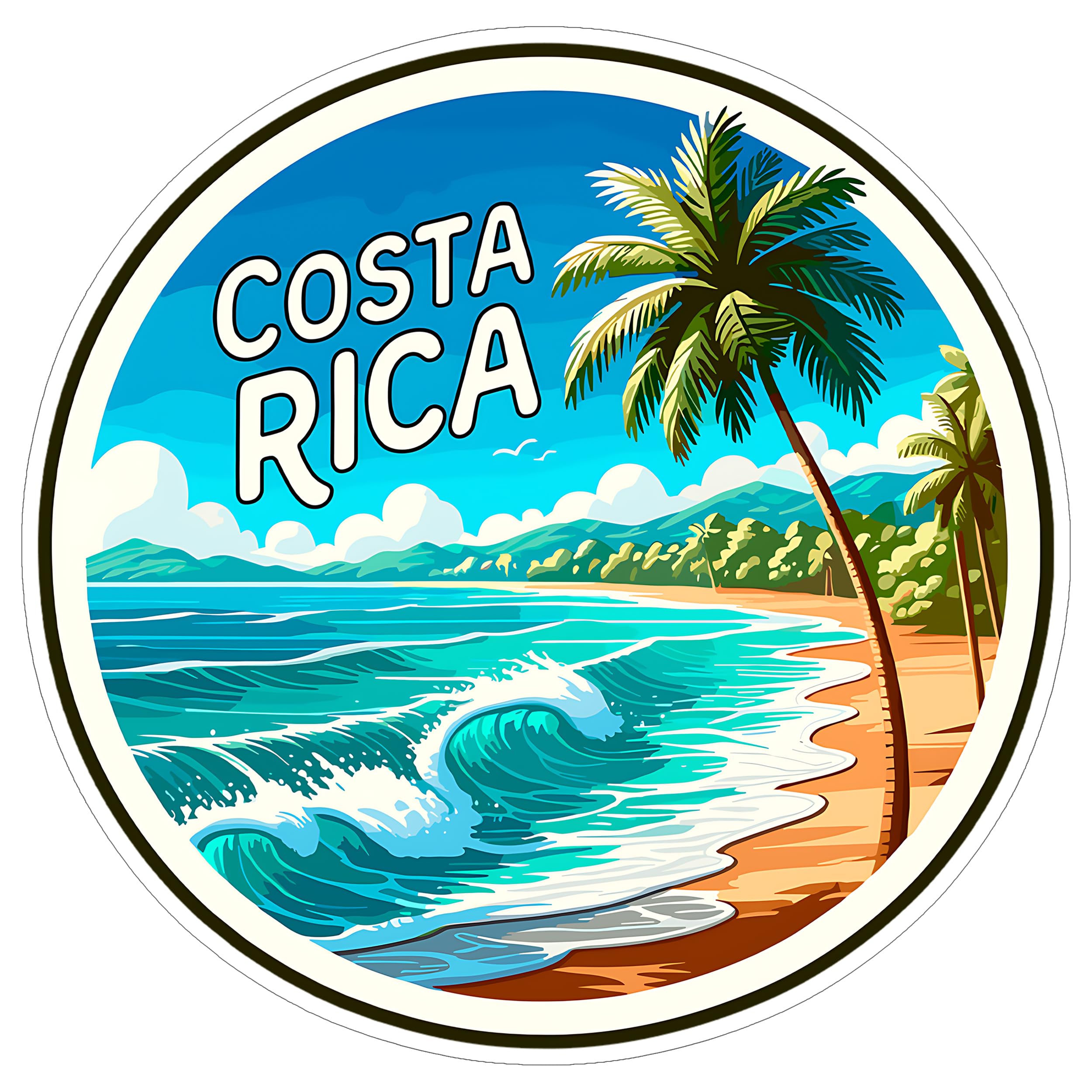 Costa Rica Sticker 4 Inch City Travel Souvenir Destination - Waterproof Vinyl Decal for Laptop Water Bottle Car Tumbler - Durable Aesthetic