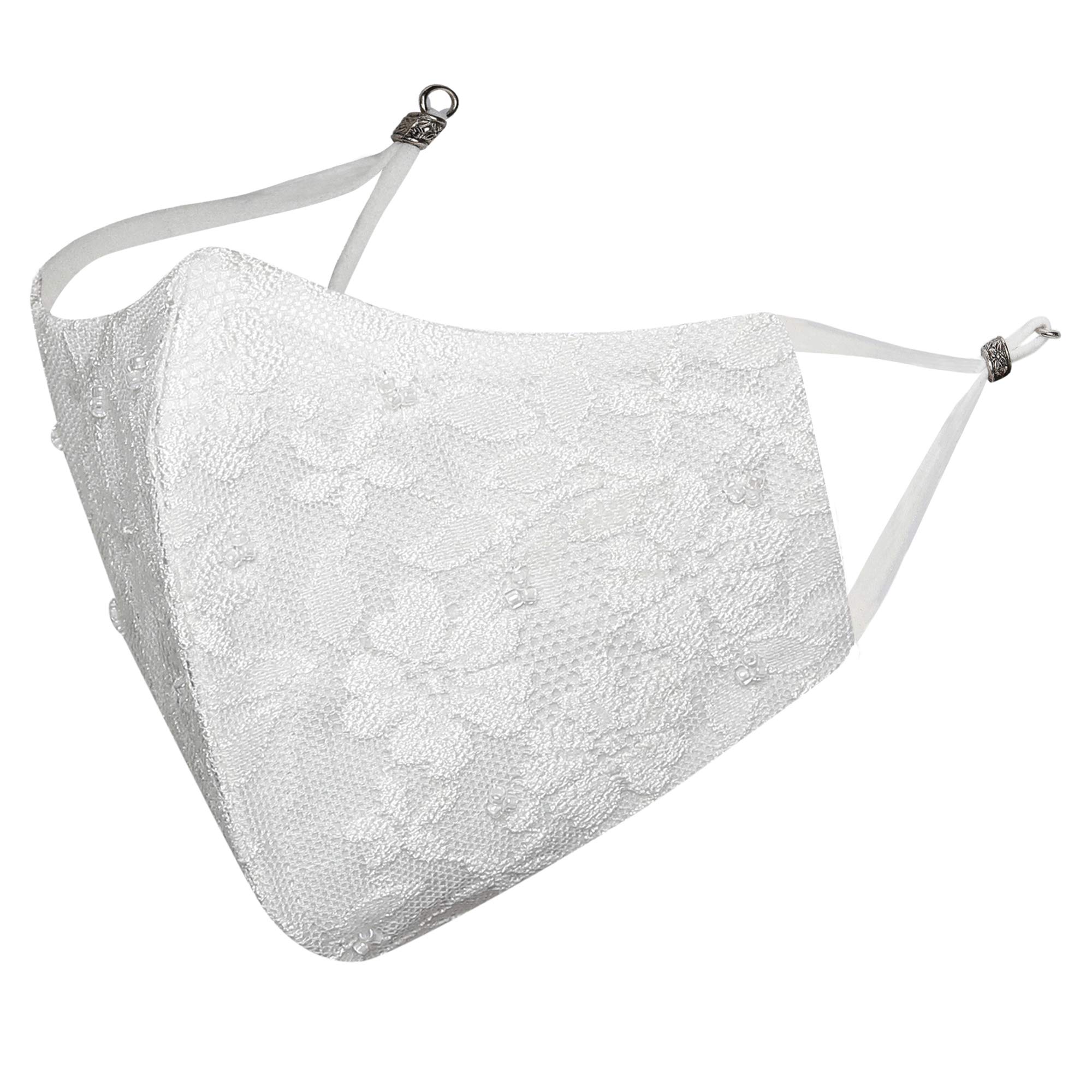 MASQ By Q-One Beaded 4 Layer Reusable, Washable with Detachable Chain & Ear Adjusters, Anti-Bacterial (BFE>99%) Designer Embroidered Nylon Cloth Face Mask for Women, Girls (White, Large, Pack of 1) (B08ML3JWZL) Amazon Price History, Amazon Price Tracker