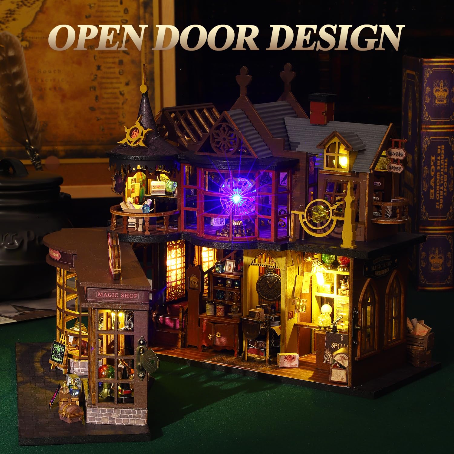 Mostop Kit Casa Delle Bambole In Miniatura In Legno Fai Da Te - Dreamland Floral Studio, Con Luci LED, Costruzioni Creative Per Bambini E Adulti - 4