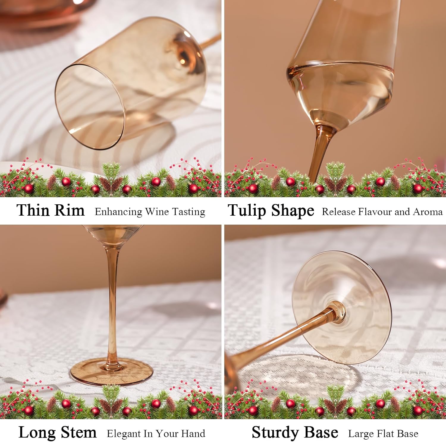 Physkoa Colored Wine Glasses Set of 6 – Long Stem Colorful Wine Glass Gifts for Home Party