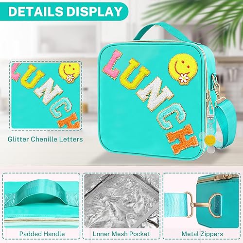 Miniatura 4 de Lonchera aislada para niñas, lonchera preparatoria para niñas adolescentes, bonita bolsa de almuerzo para niñas para niños, bolsa enfriadora grande