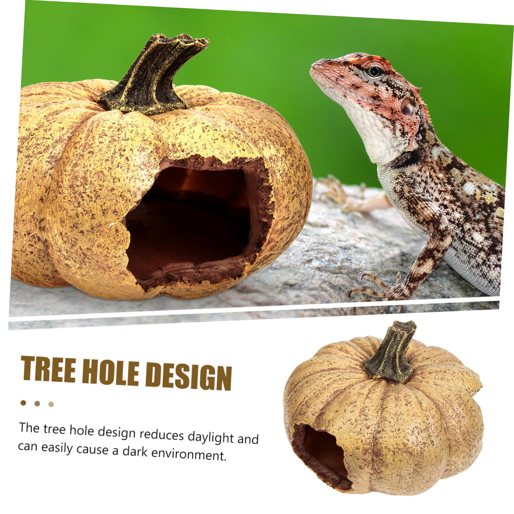 HANABASS 2pezzi Decorativa Casa Per Rettili Premium Nascondiglio Forma Di Zucca Per Terrario Accessori Per Rettili Design Realistico e Resistente All Usura Gioco e Rifugio Per Crawler