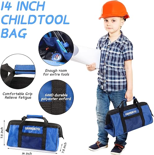Miniatura 5 de Juego de herramientas para niños de 12 piezas con bolsa de almacenamiento de herramientas, kit de herramientas de mano real para niños y niñas,