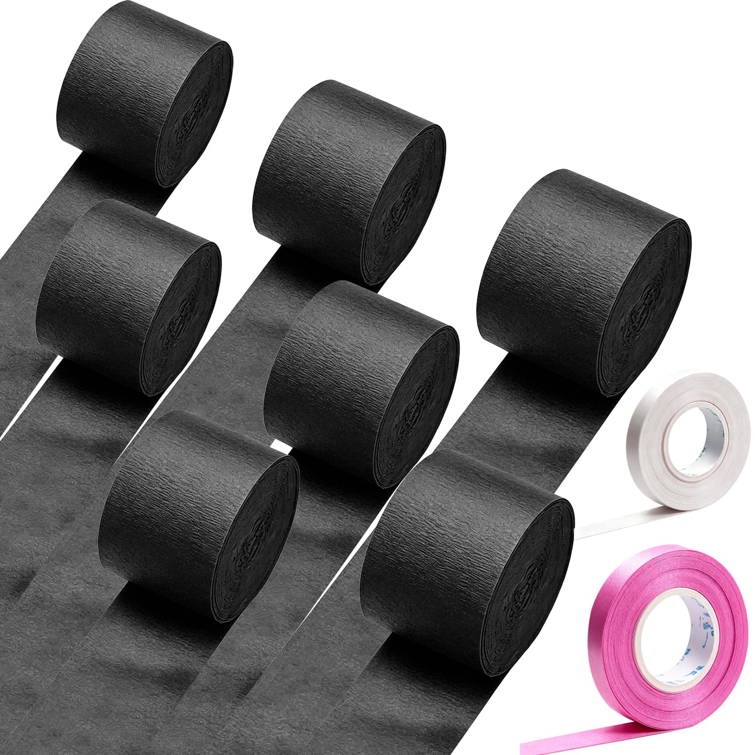 Crepe Paper Streamer Rolls, Streamers Party Decorations for Birthday Wedding Backdrop Holiday Party Decorations (Black)