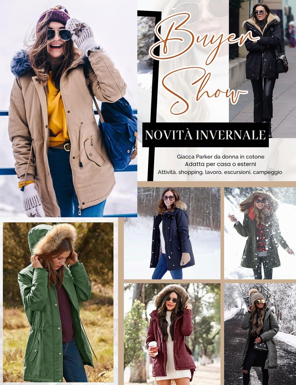 Parka Donna Scaldino Cappotto Invernale con Cappuccio Antivento e Caldo Giacche Lunga Cappotti Elegante Con Pelliccia Outdoor Cappotti