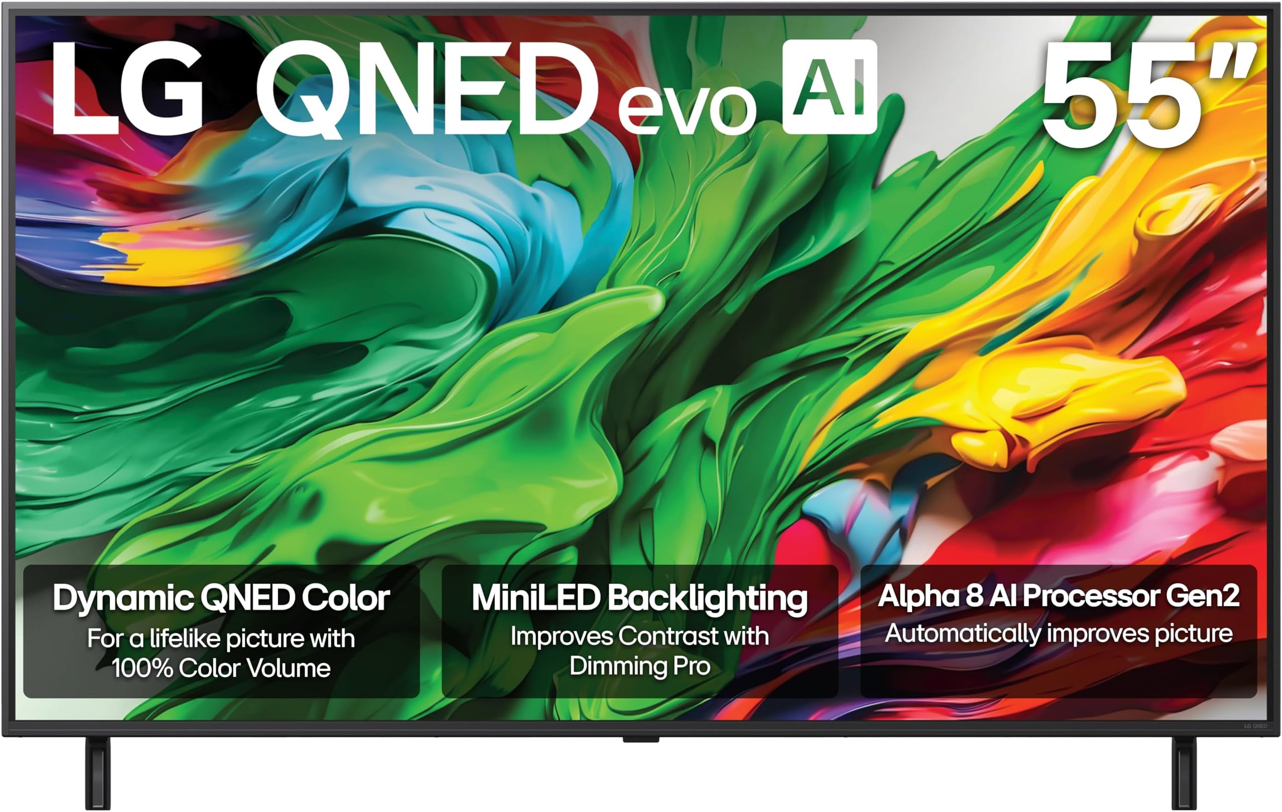 55-Inch Class QNED evo AI QNED85A Series Mini LED 4K Smart TV w/AI Picture, AI Sound, HDR10, AI Super Upscaling 4K, Filmmaker Mode, Wow Orchestra, Alexa Built-in (55QNED85AUA, 2025)