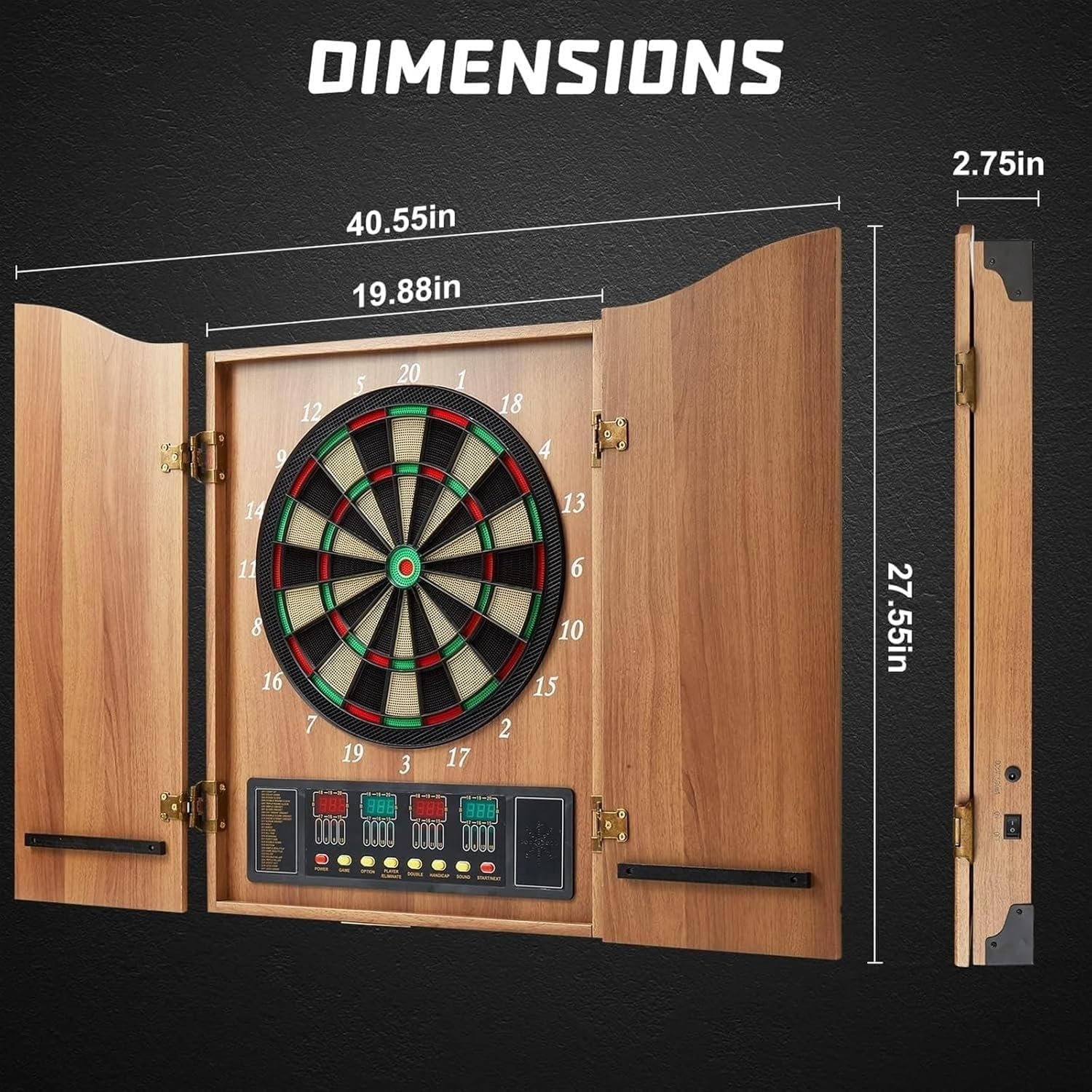 Set Di Armadietti For Freccette Con Scatola In Legno Da 18 Pollici Con Armadietto E 12 Freccette Con Punta Morbida 88 Teste Di Dardi, Tabellone Segnapunti Elettronico