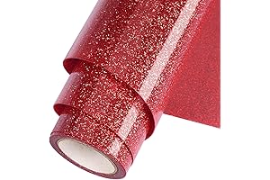12" x 5ft Red Glitter HTV Heat Transfer Vinyl Roll for Vibrant T-Shirt Designs