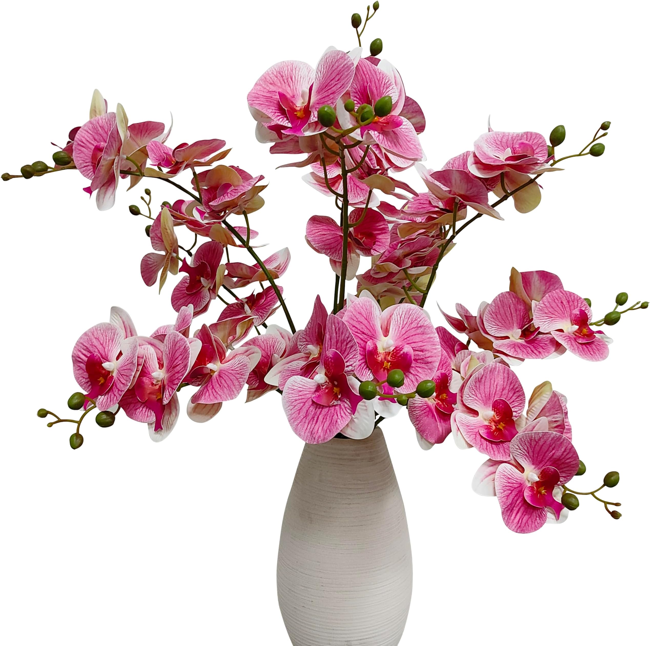 - ATFL 10 Pack Pink Orchid Artificial Flowers Real Touch, 27'' Artificial Fake Faux Silk Orchid Stem Bouquets for Wedding Party Home Garden Decor,Orquideas Artificiales para Decora (excluding The vase)