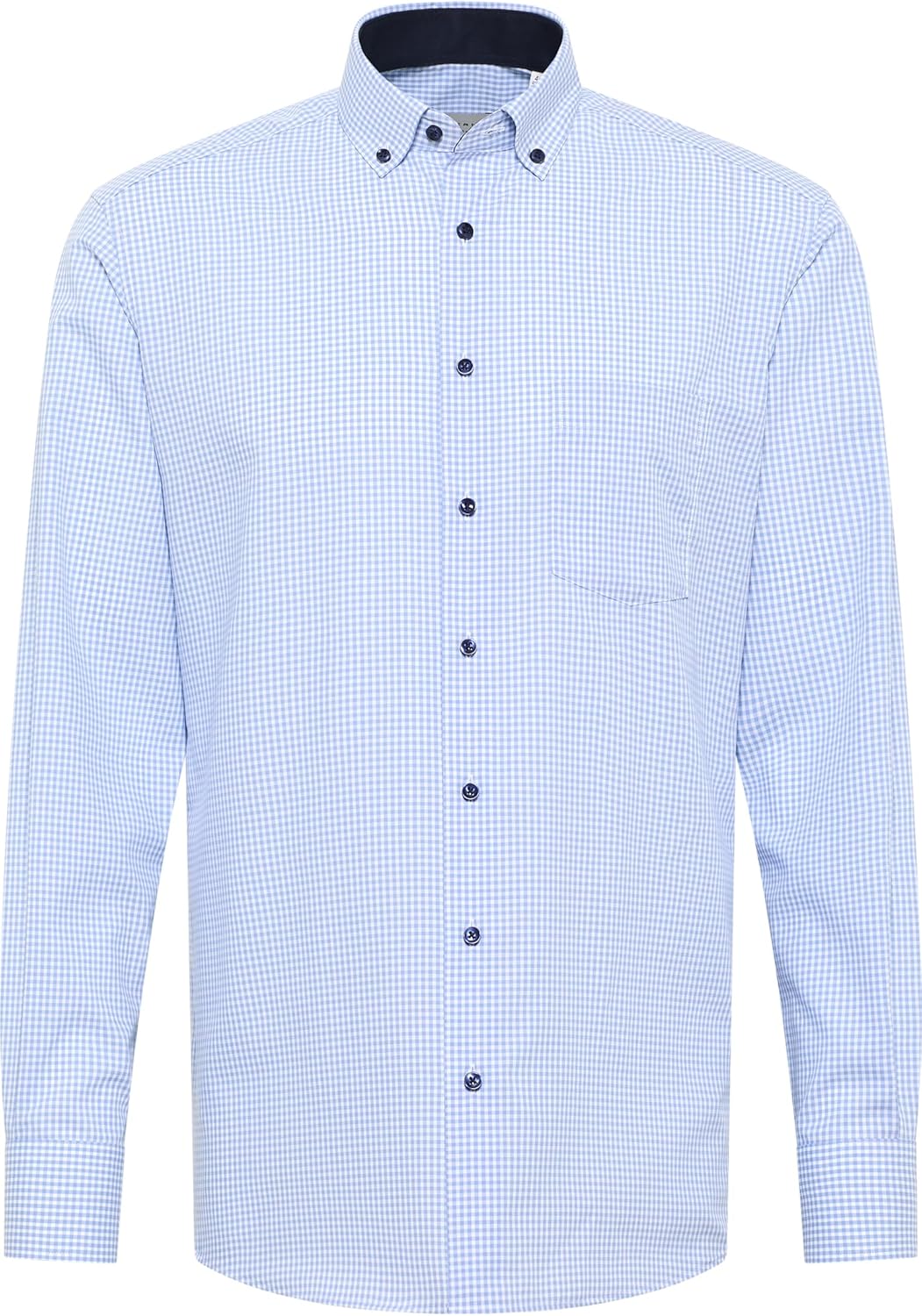 Camicia Uomo ETERNA Comfort Fit Popeline - Taglia 43, Azzurro, Colletto Button Down, Non Stira