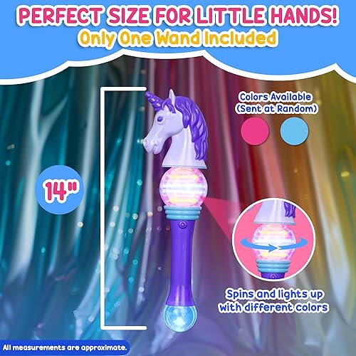 Miniatura 4 de Forest & Twelfth Varita de unicornio con luz LED, varita de princesa de bola giratoria de 15 pulgadas, luces LED intermitentes, lindas varitas