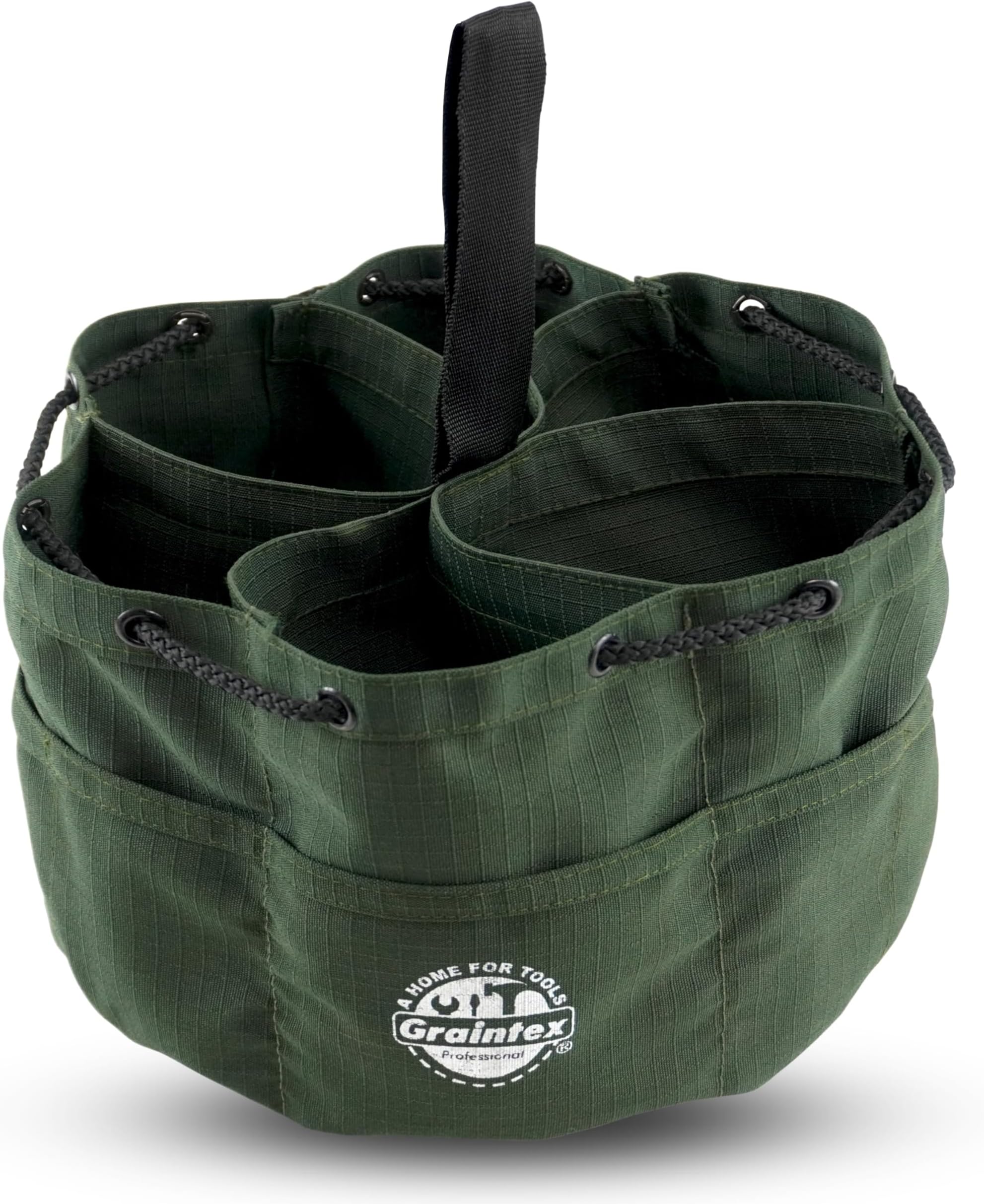 Graintex 18 Pockets Grab Bag Rip-stop Canvas Drawstring Closure, Small Part Organizer Pouch, Small Tools, Screws, Parts, Parachute Tool Bag for Efficient Storage - Hunter Green