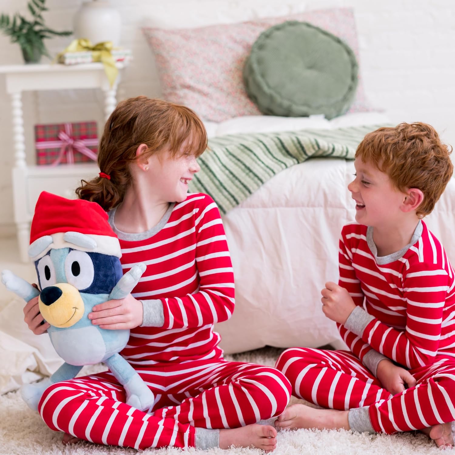 Animal Adventure | Bluey | 12" Bluey Plush with Santa Hat | Limited Edition Christmas Holiday Fillers | Cute & Huggable Ultra Soft Plushie Stuffers Toy Buddy for Kids | Collectable Gifts | Aged 3+
