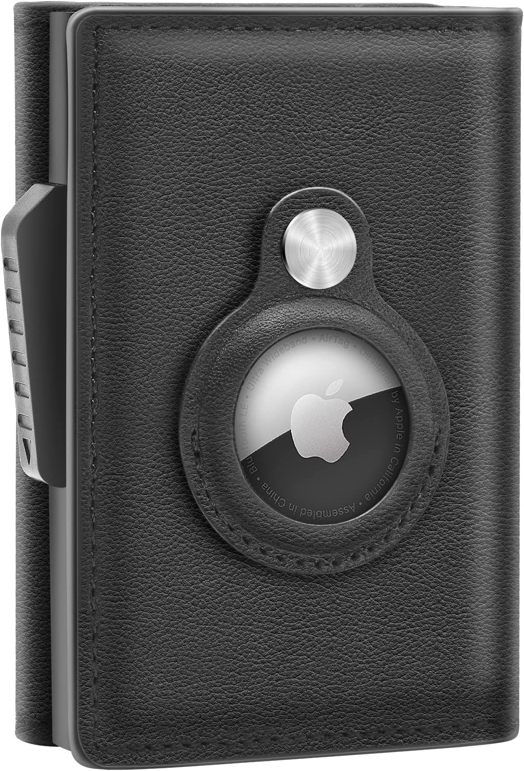 GAOCHALE AirTag Wallet Genuine Leather Air Tag Wallet RFID Technology Credit Card Holder with Slim Money Clip for Men for AirTag (AirTag Not Included)