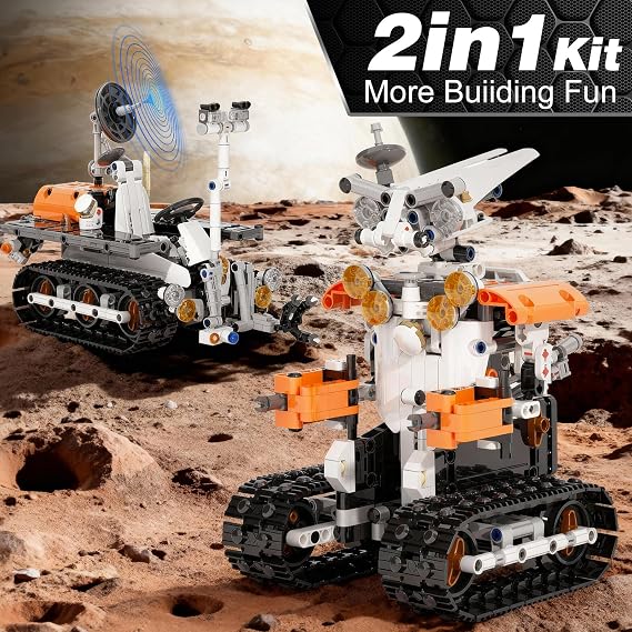 Sciencow 2 in 1 Robot Kit Remote & App Controlled Robot Building Blocks Toys STEM Projects 8 9 10 11 12 13 14 Boys Christmas Birthday Gift RC Mars Rover