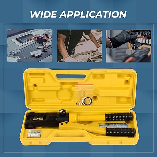 Miniatura 4 de Doppy Herramienta de prensado hidráulico manual 14 toneladas 6 AWG-40 AWG Alambre hidráulico Herramienta de prensado conjunto de terminales de