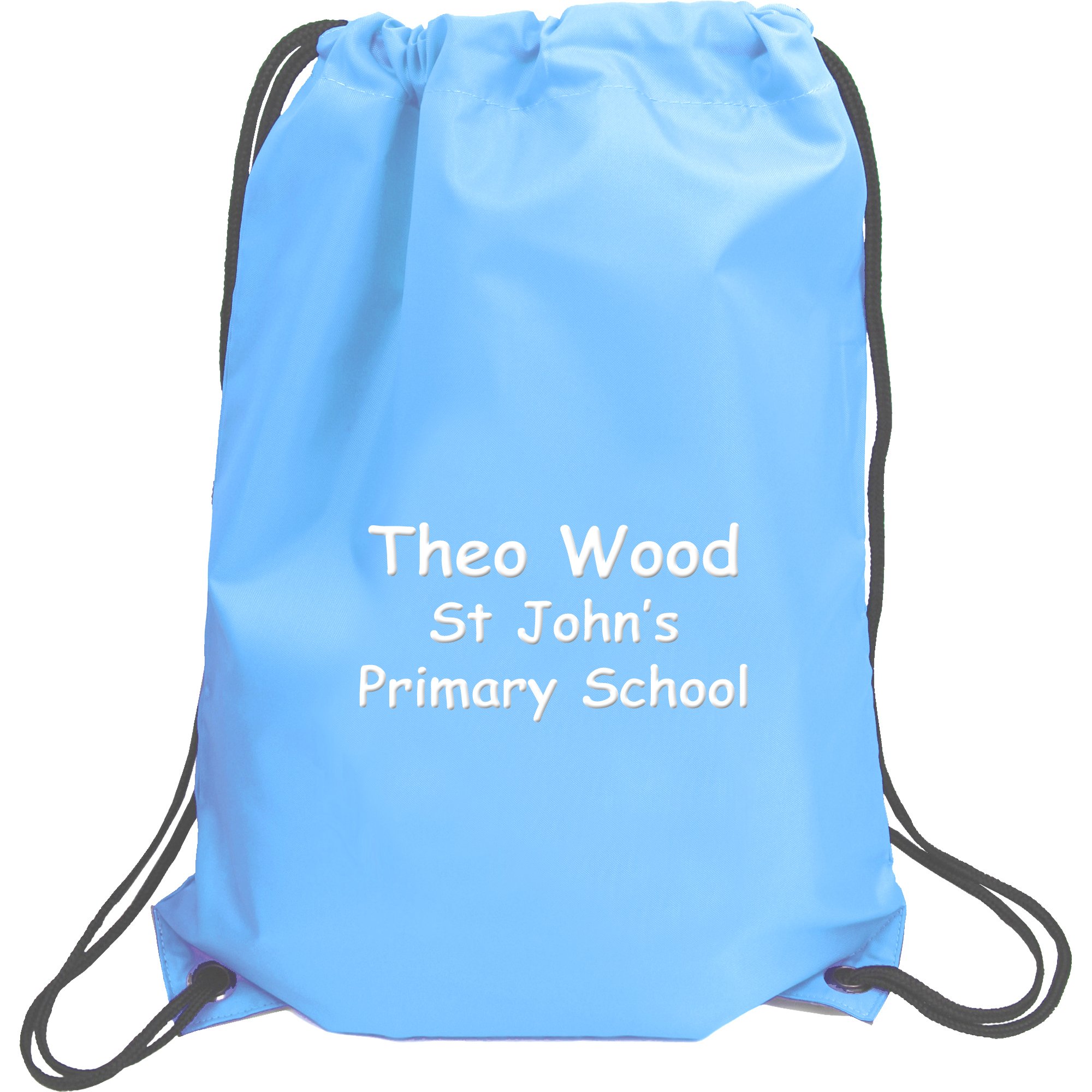 TeddyTs Personalised Name & School Sports PE Drawstring Gym & Swimming Bag (Laser Blue)