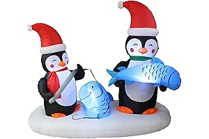Enchanting 6-Foot Lighted Christmas Penguins: A Fishing Extravaganza