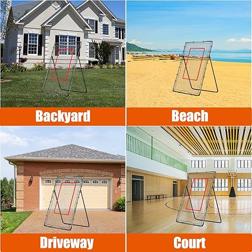 Miniatura 5 de Volleyball Rebounder Net with Volleyball, Bungee Cords,Carry Bag and Neon Target, 5 Adjustable Angles Bounce Back Net for Volley