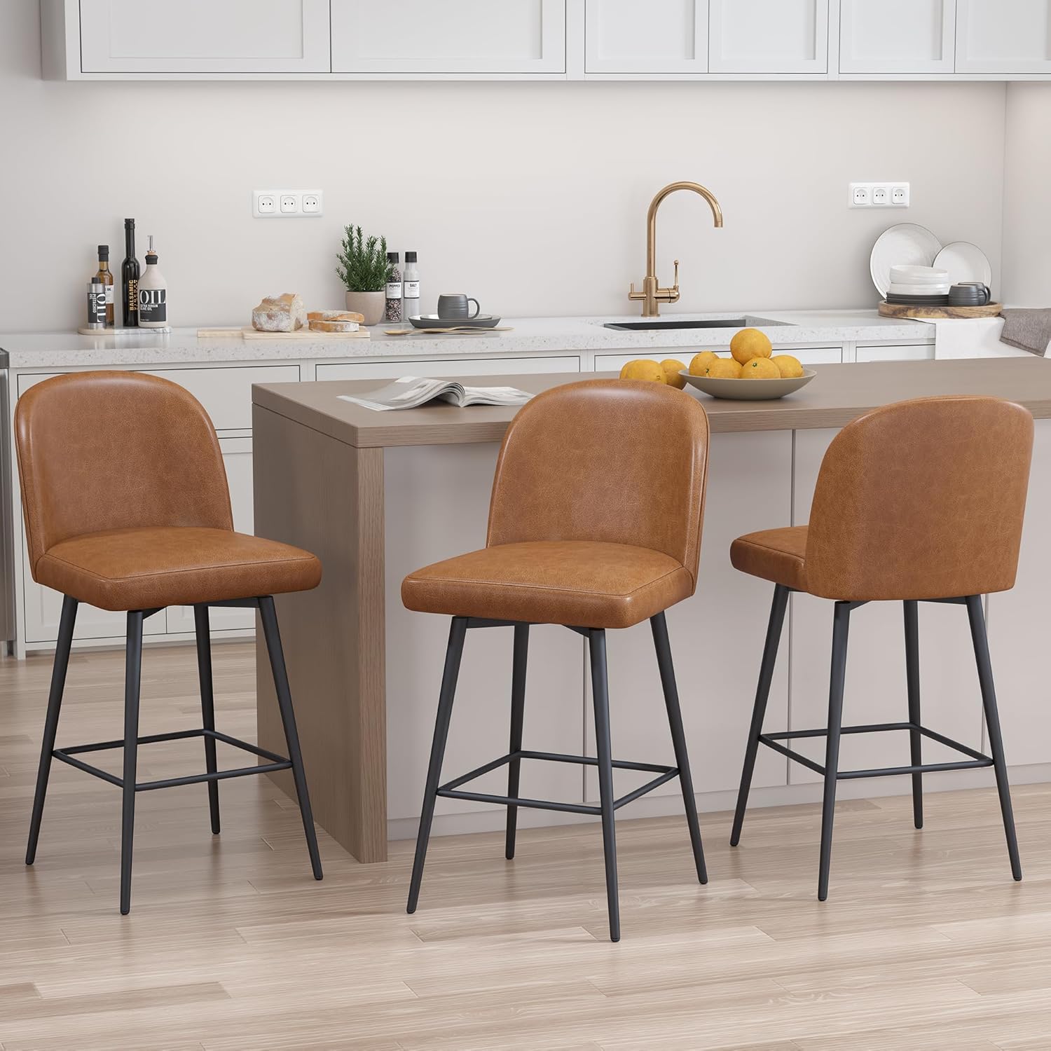 Amazon.com: Erdoru Counter Height Bar Stools Set of 3, Upholstered ...