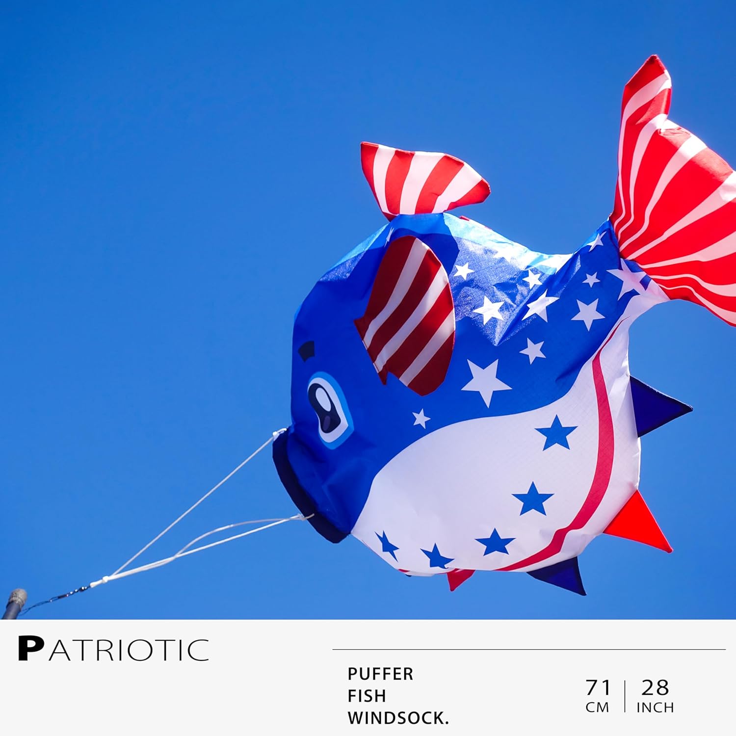 emma kites Patriotic Blue Puffer Fish Windsock Décor for Garden Backyard Balcony Porch Deck Dock Party Campsite Festival Party 28-INCH
