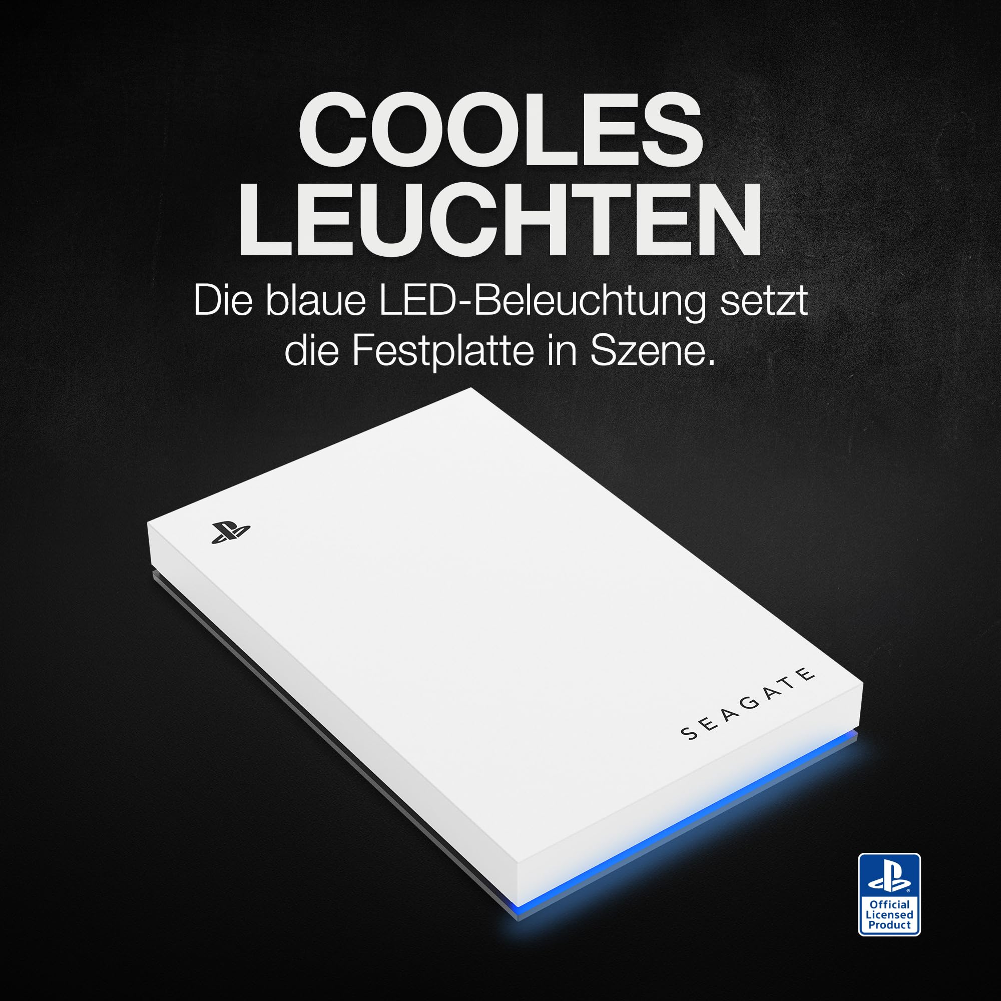 Seagate Game Drive PS4/PS5, 5TB, tragbare externe Festplatte, 2.5 Zoll, USB 3.0, weiß, LED blau, Plug and Play, Modellnr.: STLV5000200