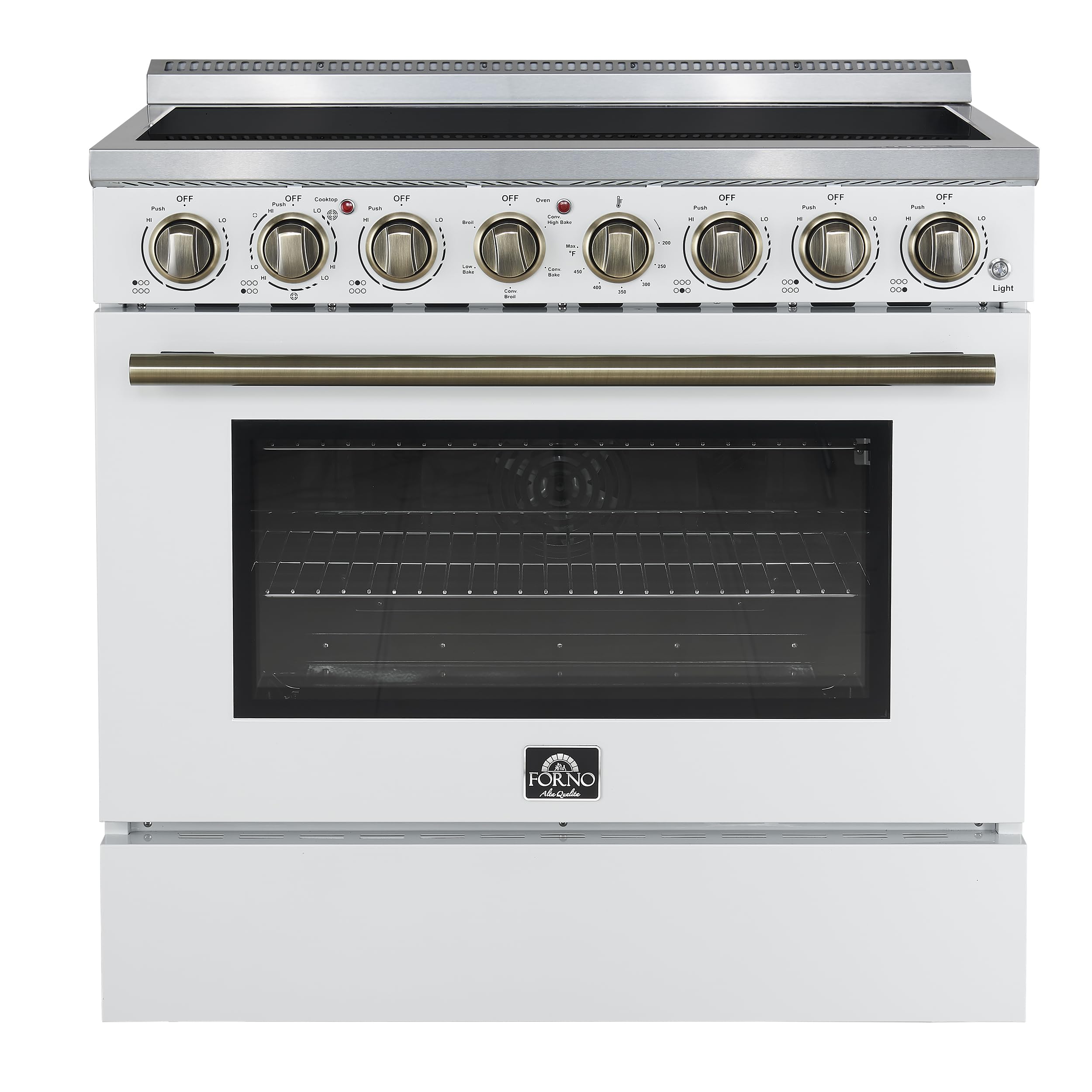 Forno Paolo 36 Inch White Freestanding Electric Range, Stainless Steel, 5.44 cu.ft.,