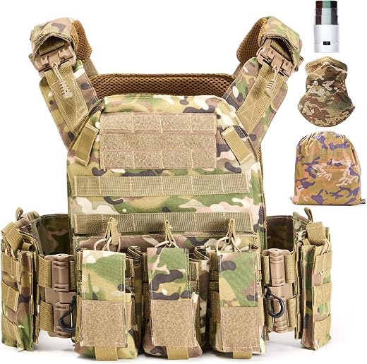 WILD WYCC Tactical Vests,Quick Release Camo Vest, Men's 1000D, Lightweight Modular 3D Breathable Vest