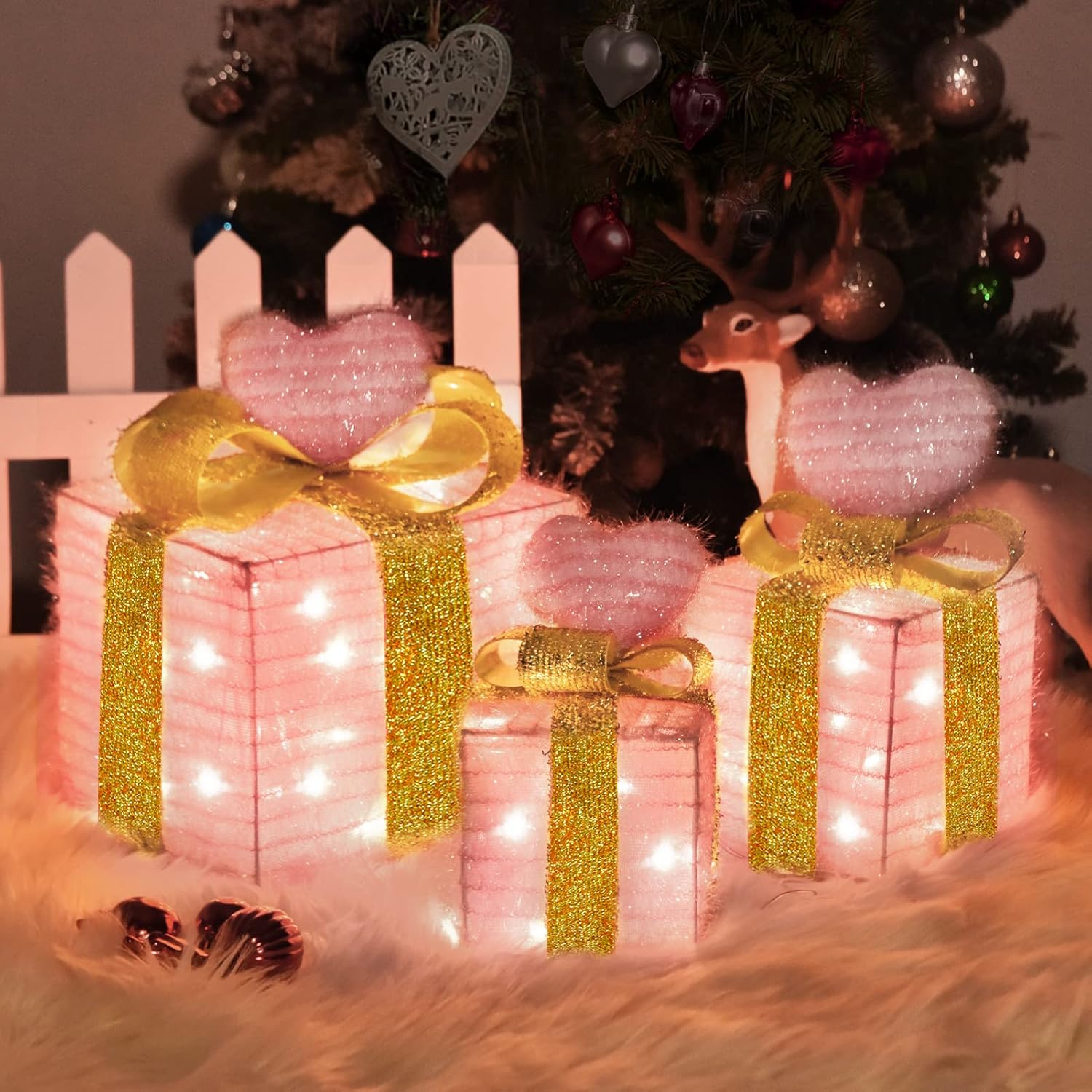 Wedding Decorations Light up Gift Boxes with pink heart