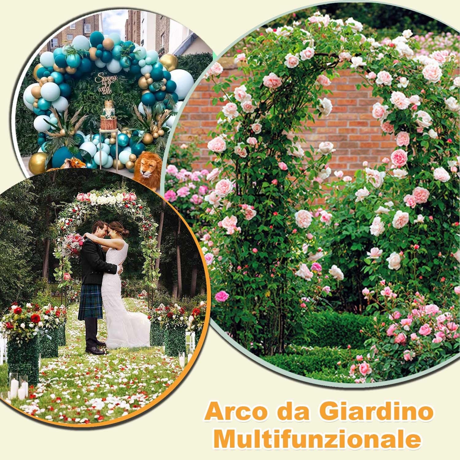 Arco da Giardino in Metallo Robusto Arco per Rampicanti, 80 120 140 180 200 240 280 300 350cm, per Patii Finestre Giardini Portici(Nero,W300 X 220cm)