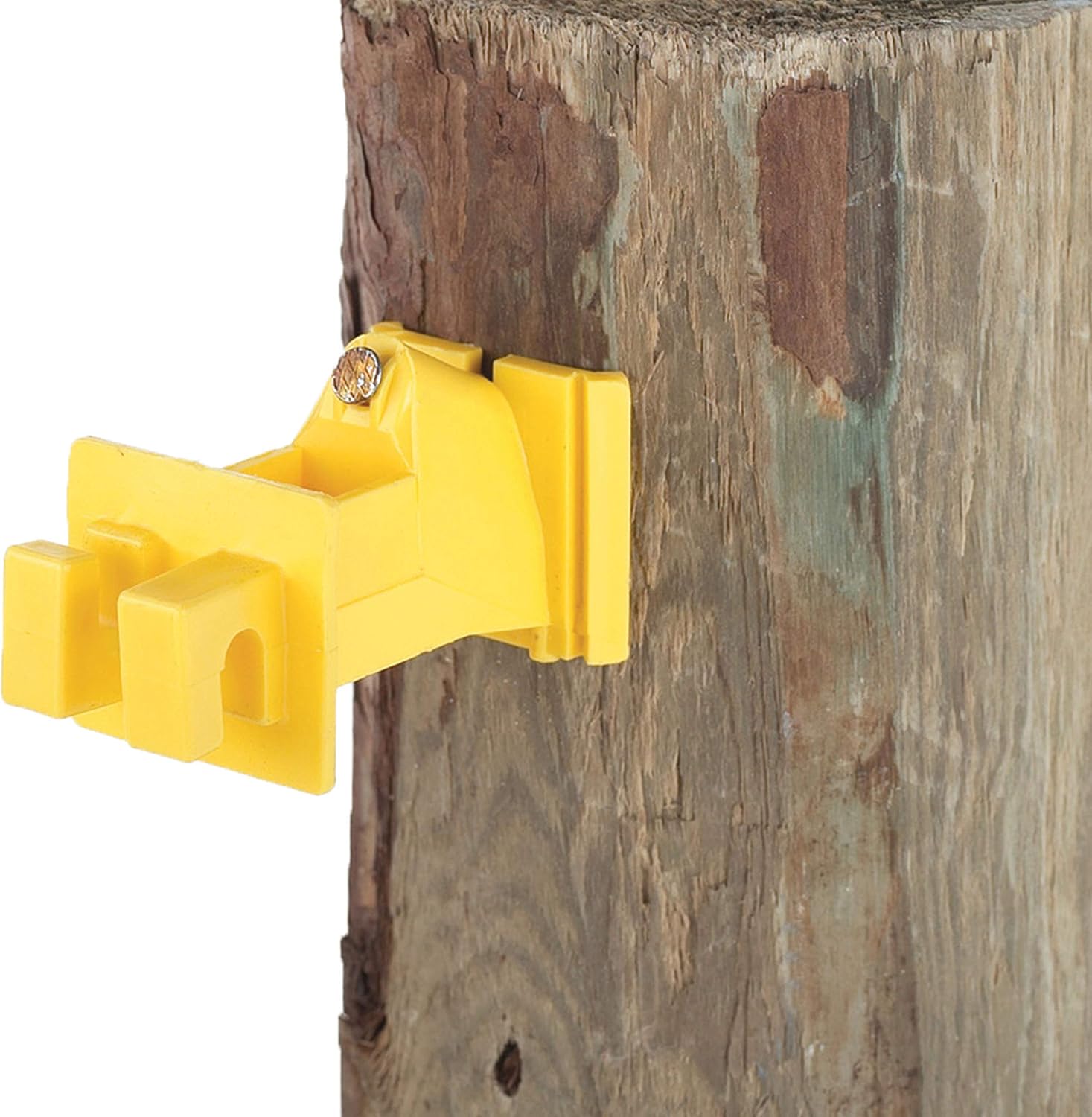 Electric Fence Insulator, Snug-Fit on Wood Post, With Nail, Yellow 25-Pk.