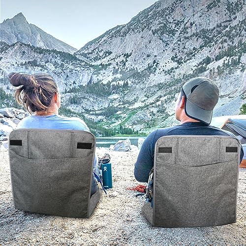 Miniatura 7 de Pozico Cojín de asiento portátil para gradas, asiento ligero plegable con respaldo para deportes al aire libre y conciertos al aire libre