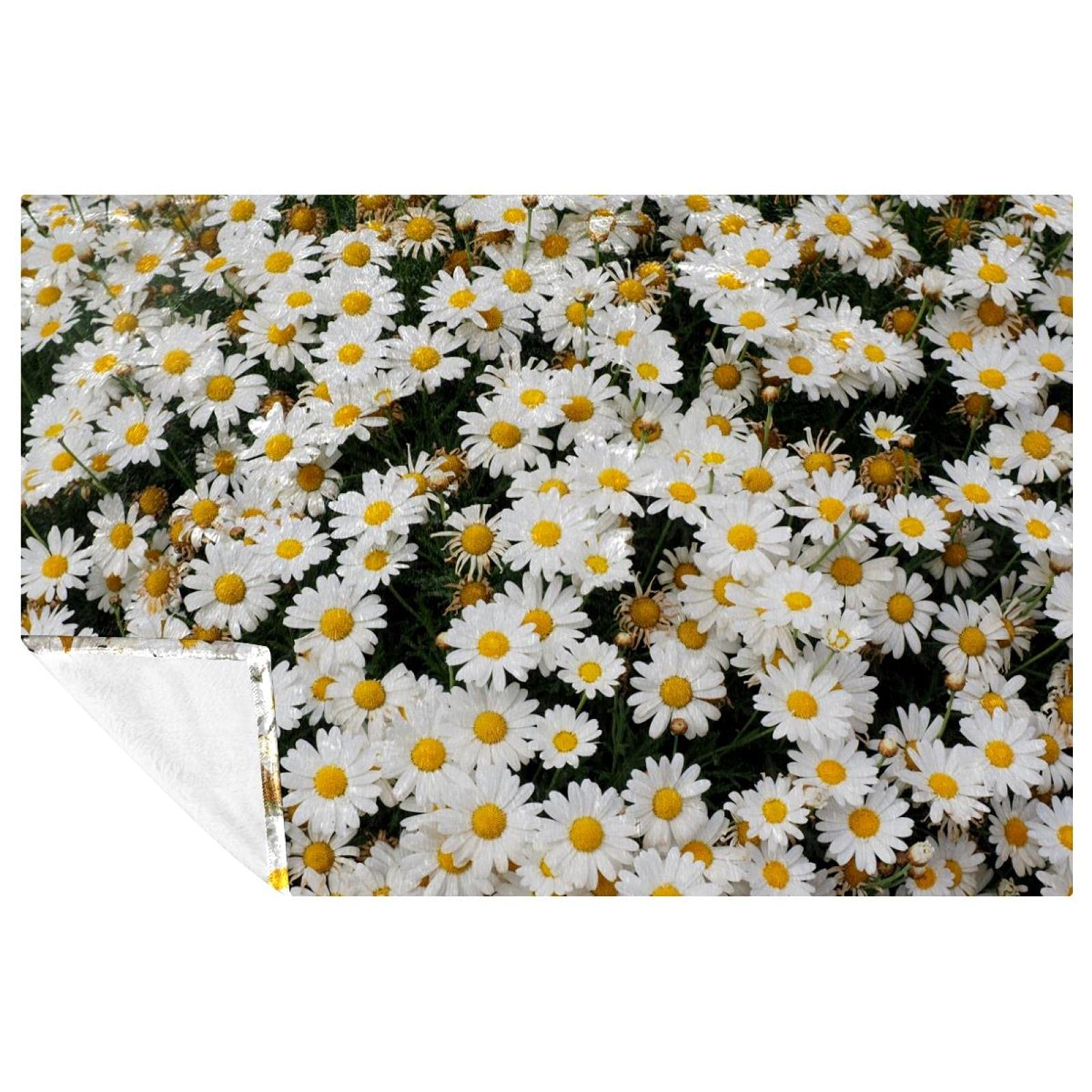 Couverture douce marguerite blanche 150x100 cm plaid lit canapé