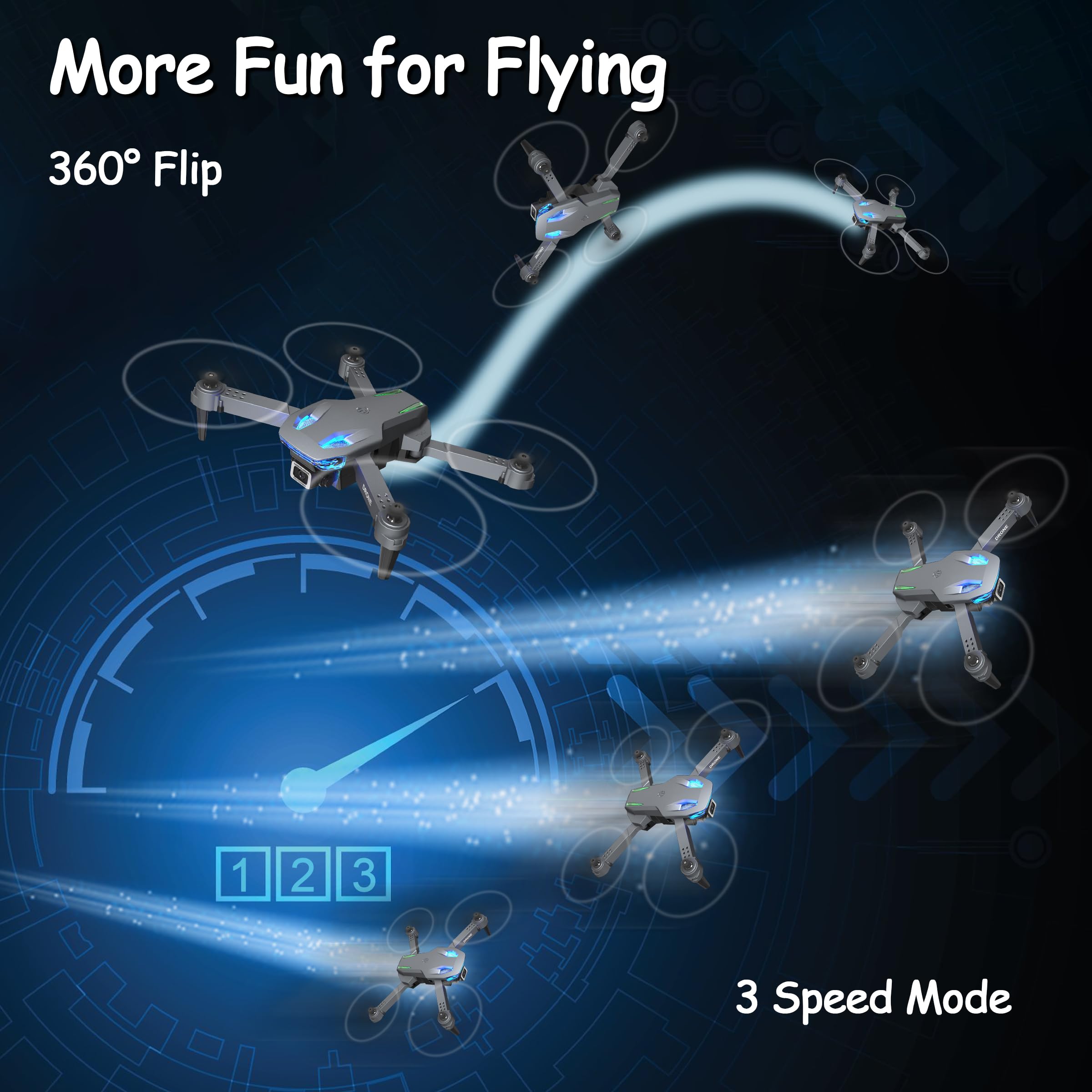 Wipkviey T28 Drone with 1080P Camera for Adults & Beginners, Foldable FPV RC Quadcopter, Altitude Hold, Gesture Selfie, Waypoint Flight, 3D Flip, 2 Batteries, Easy to Fly, Gift for Kids, Boys & Girls — view 3
