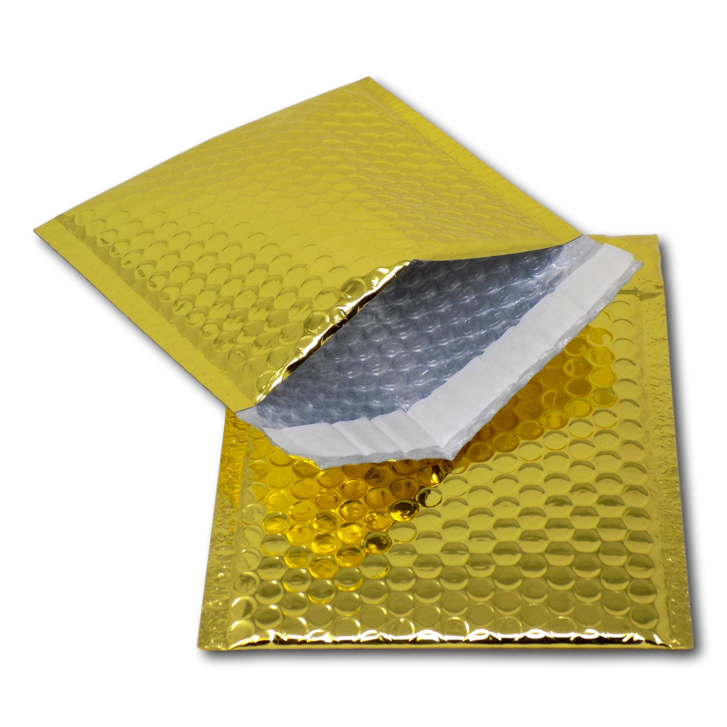 EPOSGEAR 100 C6+ Gold Shiny Metallic Foil Bubble Padded Bag Mailing Envelopes - Perfect for Marketing, Promotions or and Alternative to Gift wrap (CD - 165mm x 165mm)