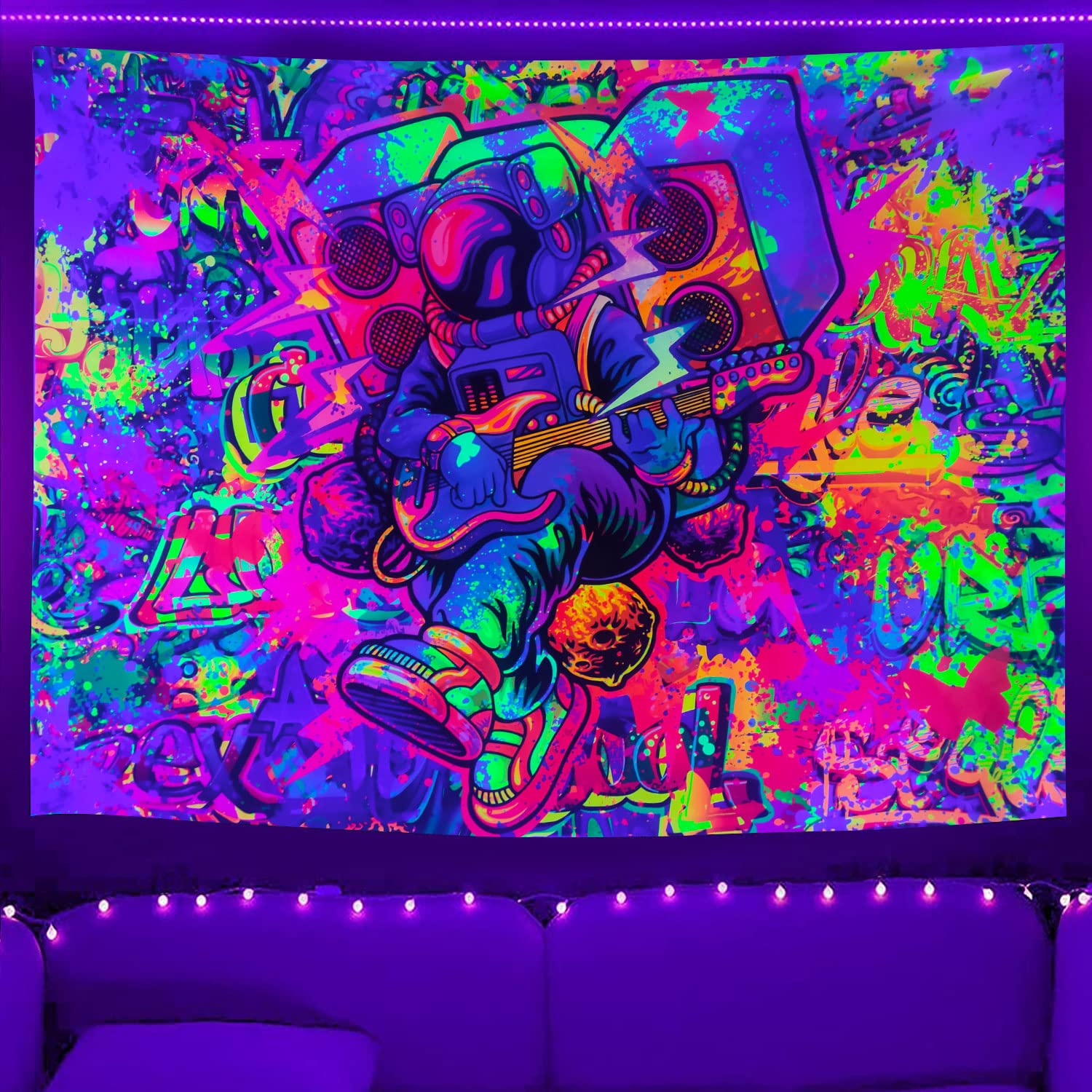 SoulAbiti Tapisserie Astronaute Pêchant Dans L'espace – 183 X 109 Cm, Tenture Murale Céleste