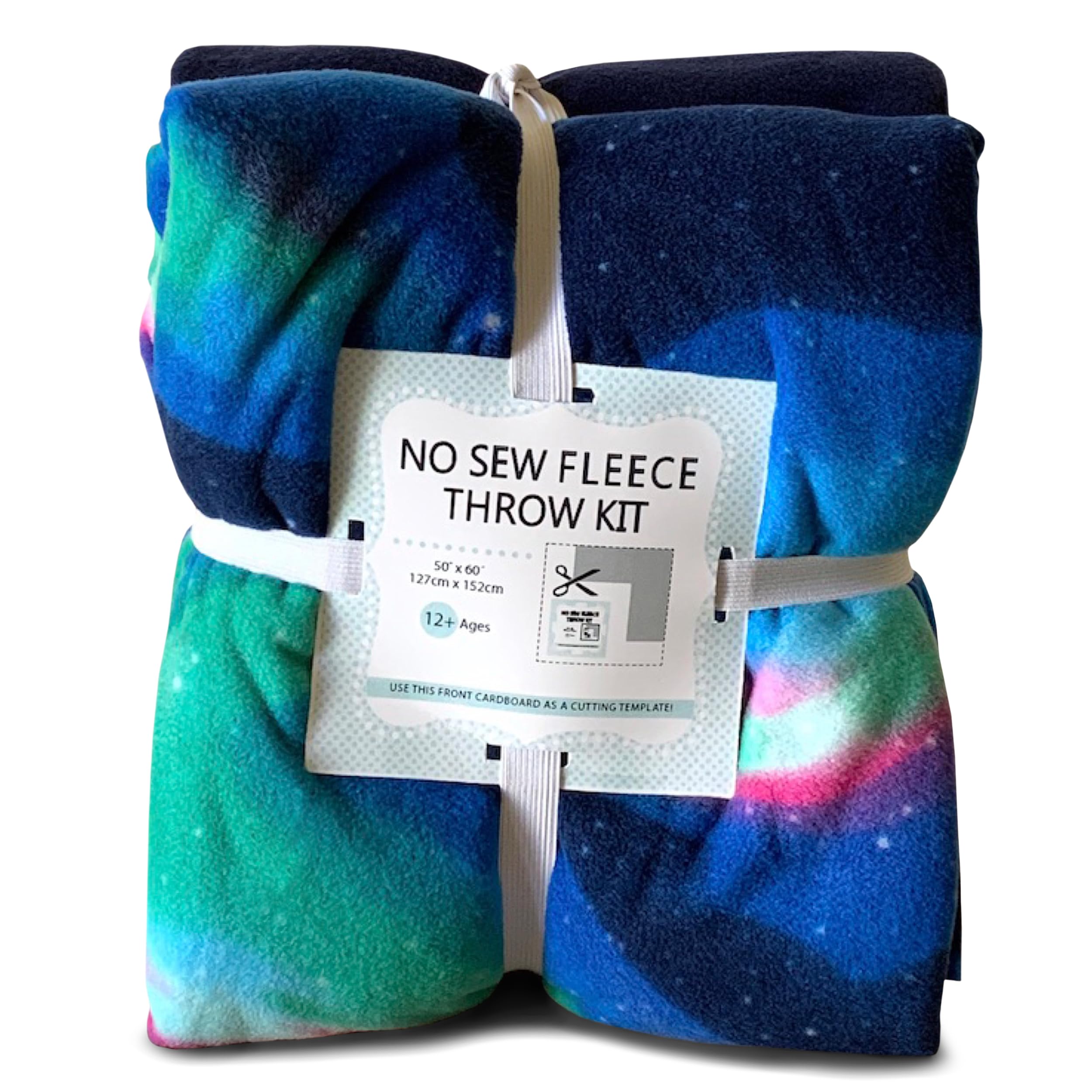 YourFleece No-Sew Throw Fleece Fabric DIY Blanket Making Kit, Make Your Own, Anti-Pill, Outer Space Aurora Borealis, 50x60 Inches