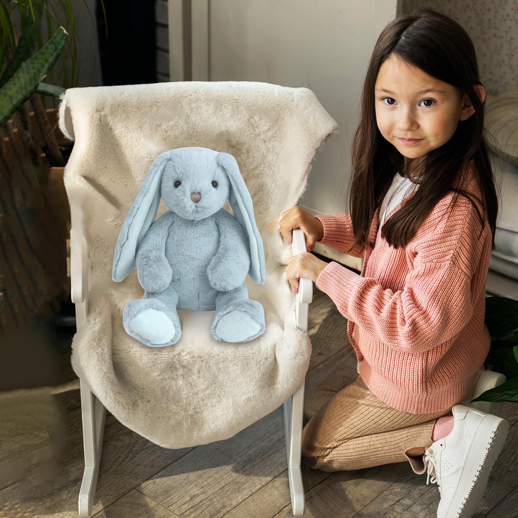 MON AMI Charlie The Bunny 13-Inch Stuffed Rabbit for Boys & Girls, Blue, 4 inches - Image 4