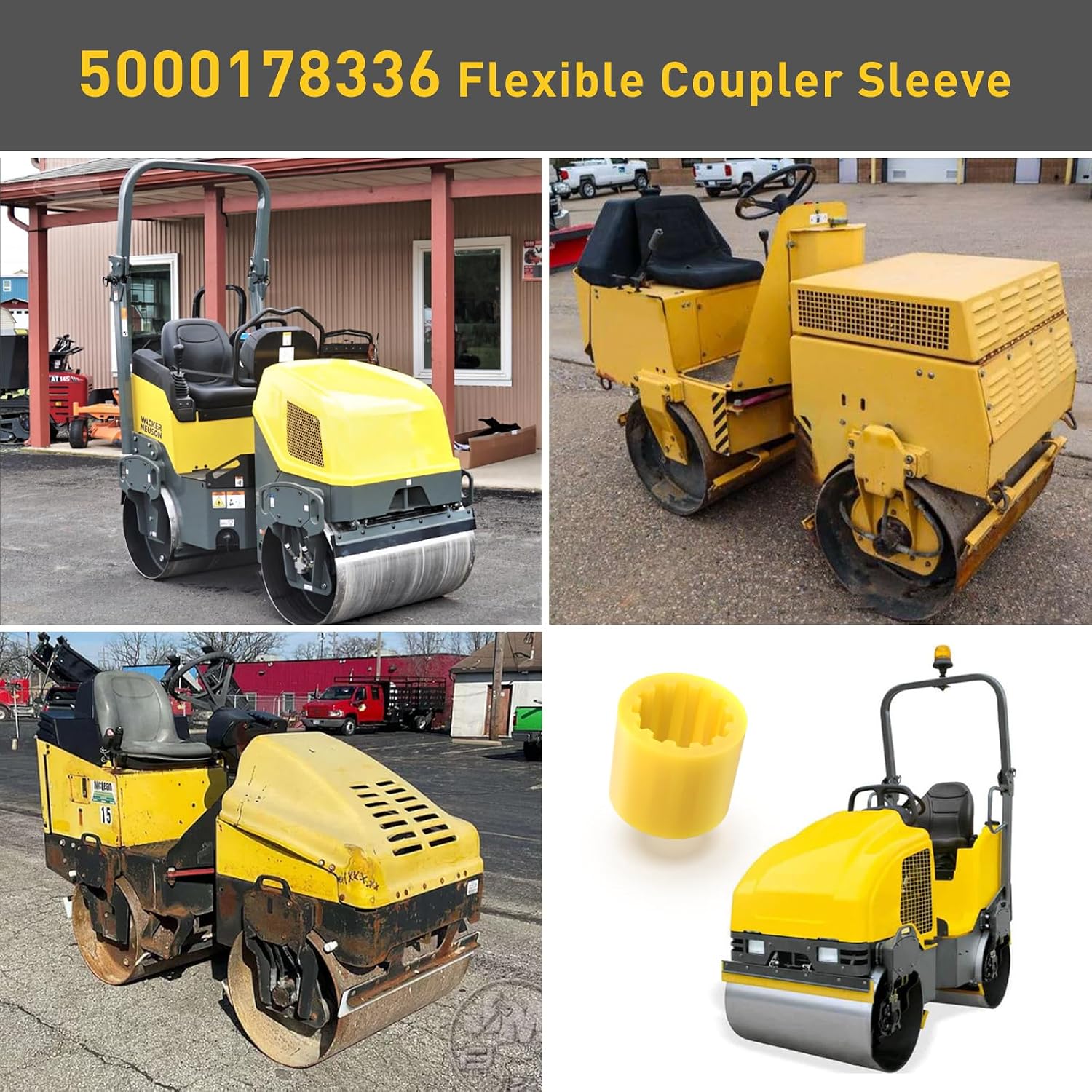 5000178336 Flexible Coupler Sleeve for Wacker Neuson Road Roller, Compatible RD880, RD11, RD12-90, and RD16-100 Rollers, Replacement for Wacker Neuson Road Roller Parts