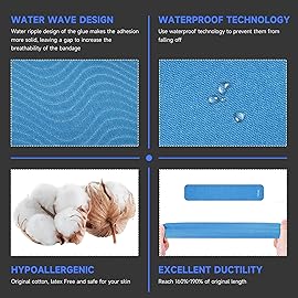 CKeep Kinesiology Tape, Uncut 2 Rolls, Original Cotton Elastic Premium Athletic Tape,Latex Free Hypoallergenic, 2inch x 16ft, Light Blue