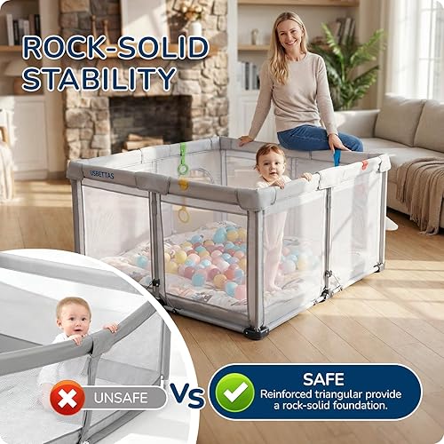 Miniatura 4 de Corralito plegable para bebés, configuración de 1 minuto, corralito portátil ligero con bolsa de transporte, 50 x 50 pulgadas, para interiores