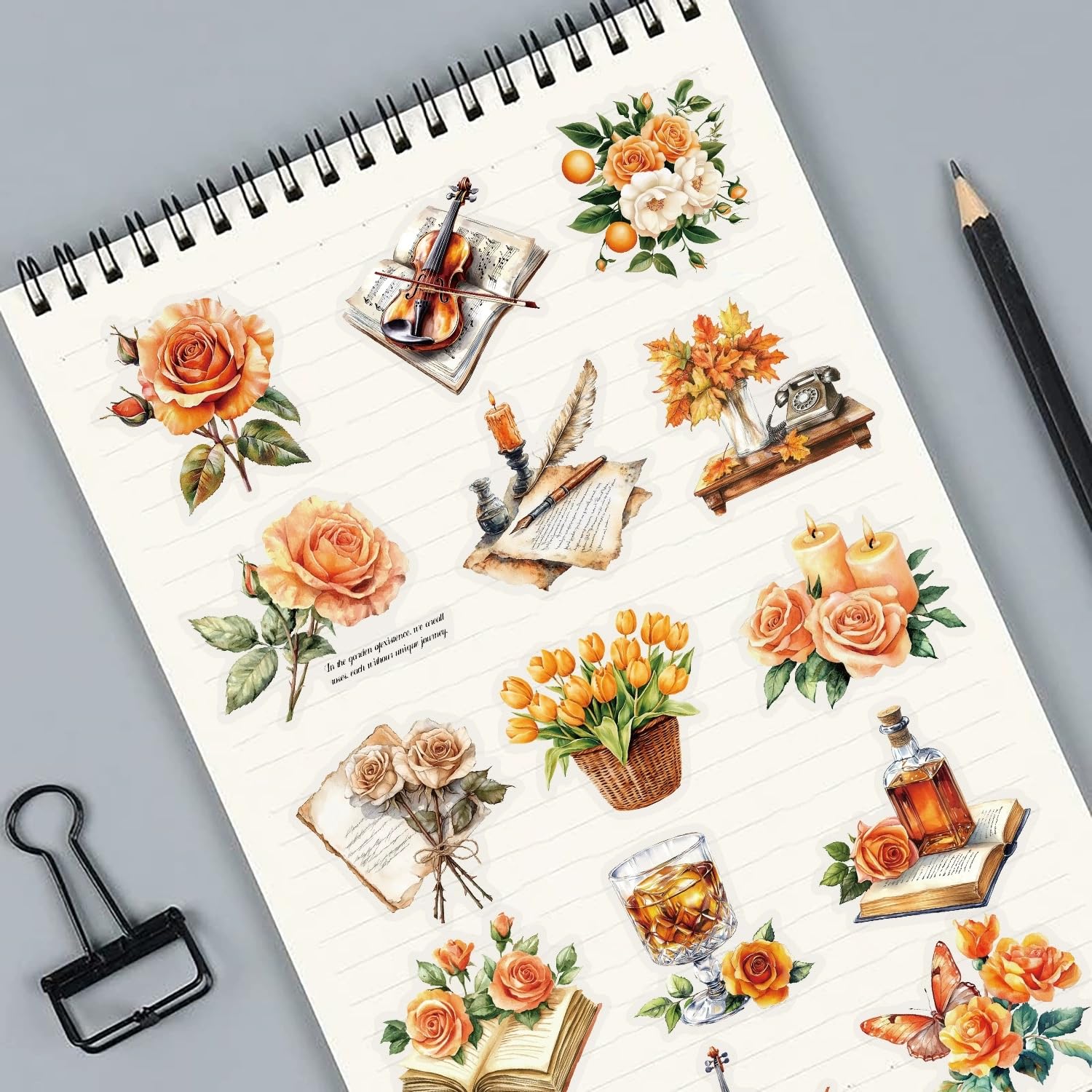 50Pcs Orange Flower Stickers for Scrapbooking Aesthetic for Water Bottles,Vinyl Waterproof Laptop Stickers,Skateboard Computer Phone Decals for Girls Teens - Image 3
