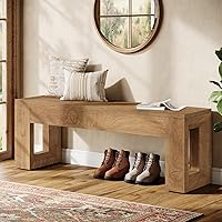 Tribesigns 47" Farmhouse Entryway Bench - Sturdy Long Wood Seat for Dining Room, Living Room, Hallway