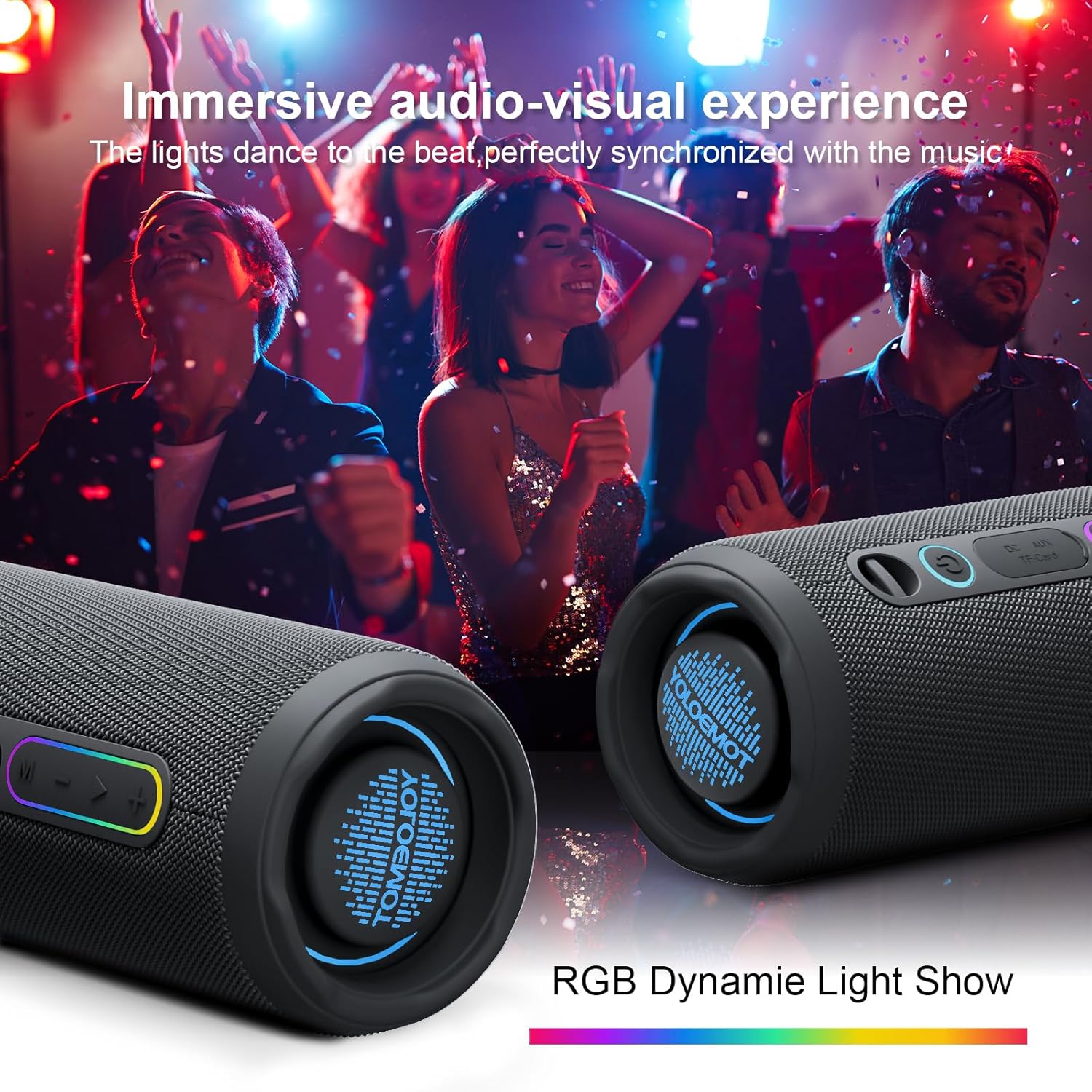 Portable Speaker Bluetooth, Powerful Deep Bass, Wireless Stereo Pairing, IPX7 Waterproof Dustproof,12H Playtime, Portable Outdoor Speaker for Travel, Sport, Party, Biking (Black) - Image 8