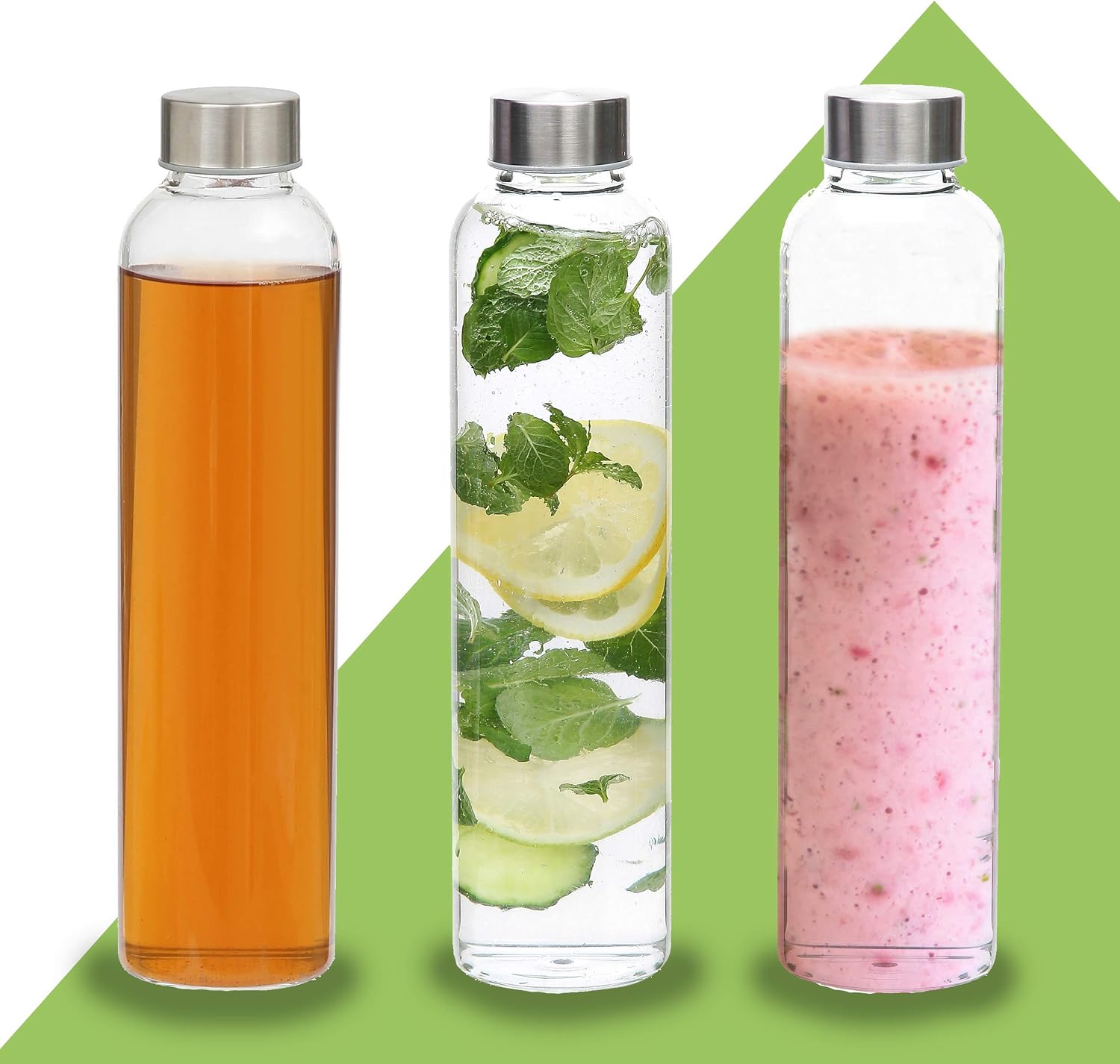 Cosumy Glass Water Bottle 750ml with Felt Cover - Dishwasher Safe - Leakproof - BPA Free - Carbonated Suitable (Grey) - Image 5