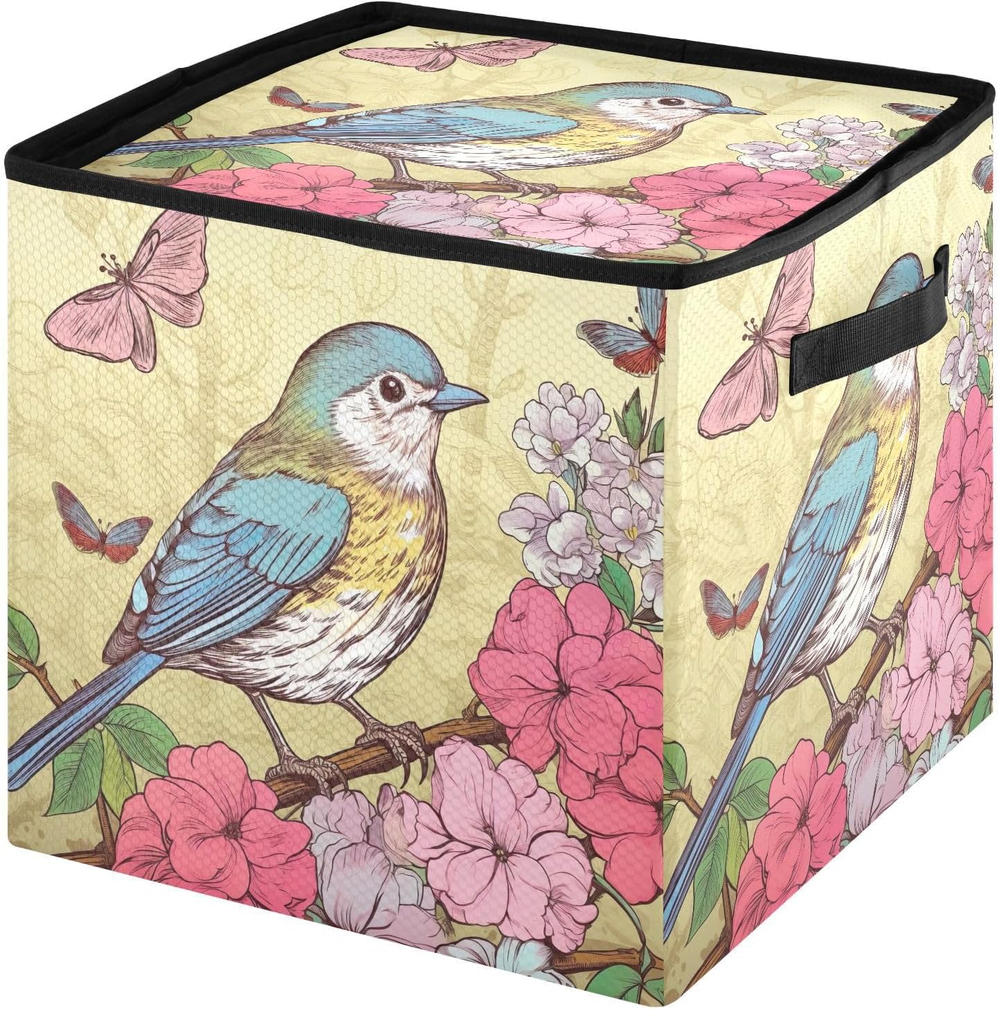 Bird on Branch 13 Inch Christmas Ornament Storage Box with Lid - Holiday Decor Storage Containers, Stores 64 Ornaments, 3 Inch Cube Compartments